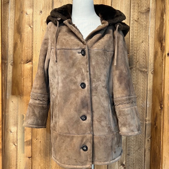 Vintage Furella Helsinki Fur Heavy Winter Coat Suede Leather - Picture 2 of 10